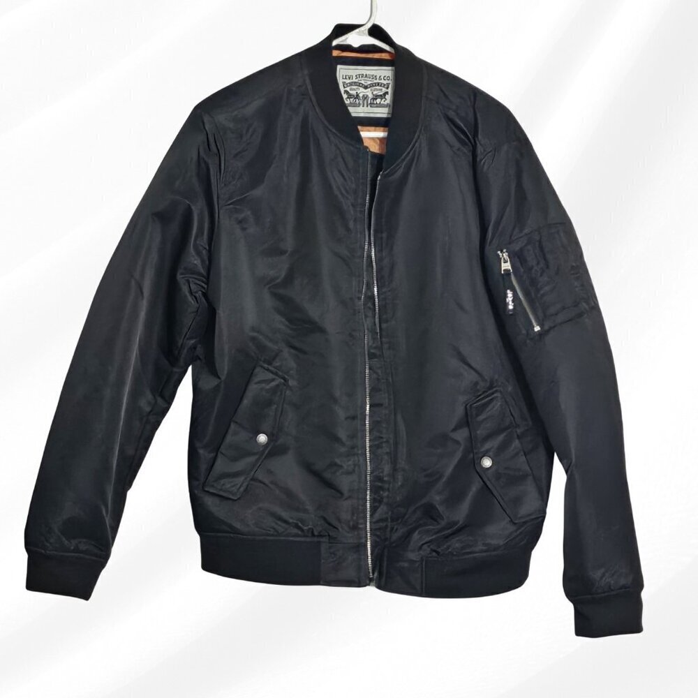 2/$20 Mens Levis Black Coat Jacket Size M Classic Outerwear- Flawed